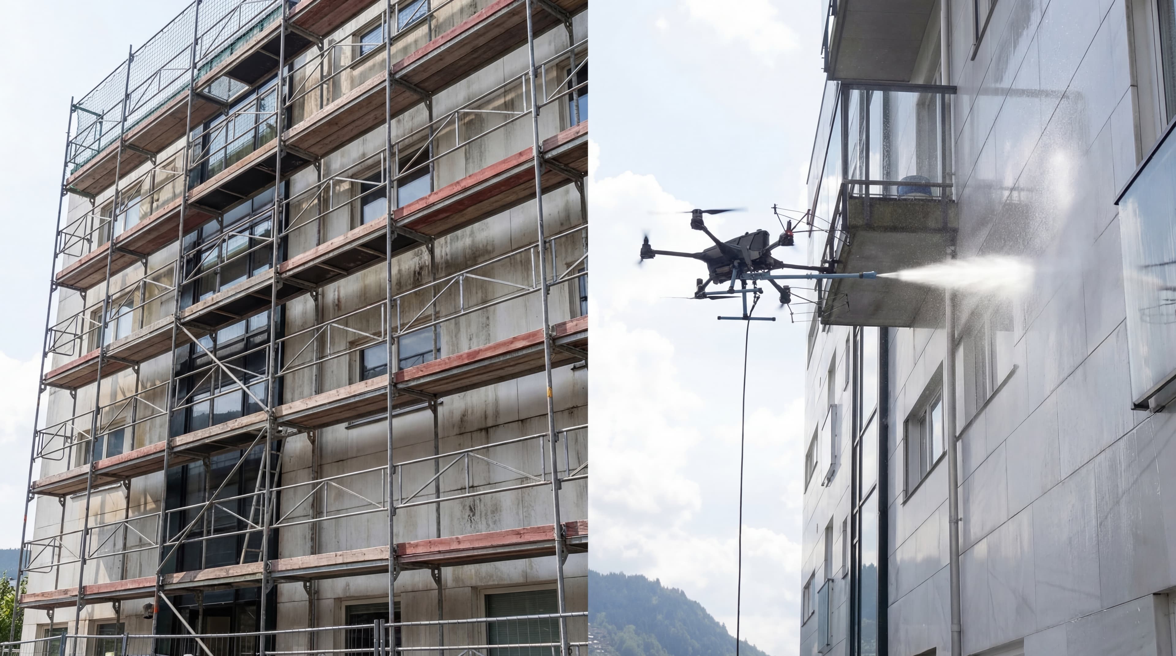 Dronevask vs. stillas: derfor velger flere dronevasking i 2026